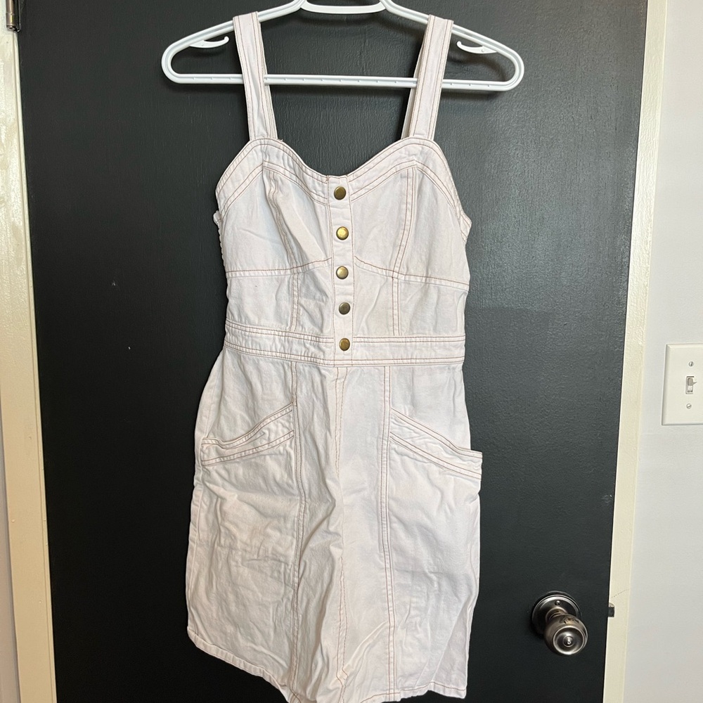 White Denim Button-Up Dress